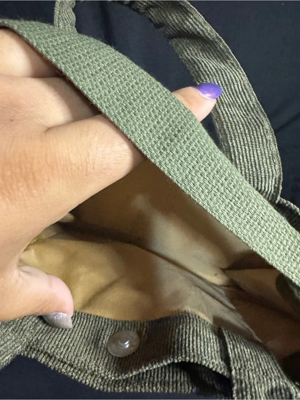 Olive Green Canvas Crossbody Bag